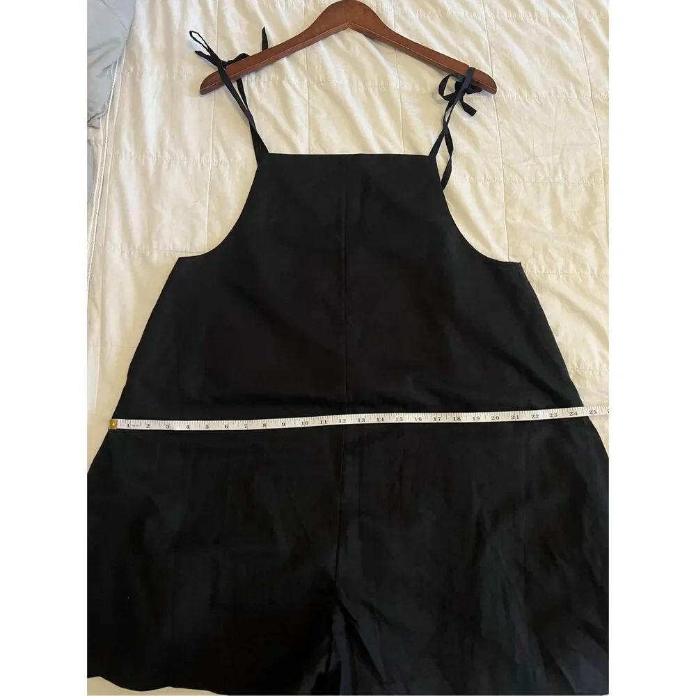 COS Black Tie-Shoulder Linen Blend Romper